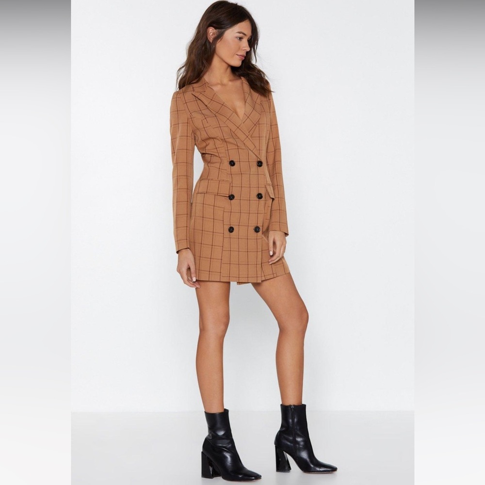 Nasty Gal Check Her Go Blazer Dress NWT